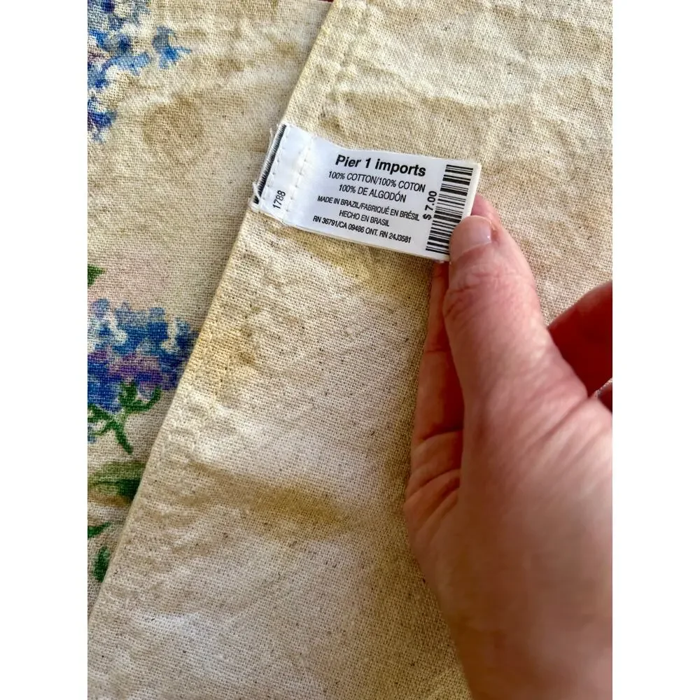 Vintage 90s Pier 1 Hydrangea Table Runner Set Placemats‎ Napkins Floral Cotton